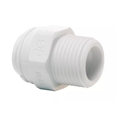Adaptador Macho polipropileno blanco John Guest (rosca NPTF) 1⁄4″ x 1⁄2″