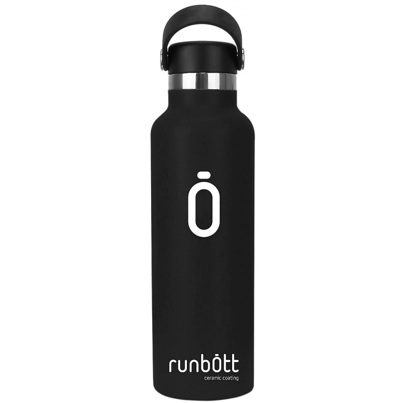 Termo Runbott reutilizable en color negro de 600 ml de capacidad.